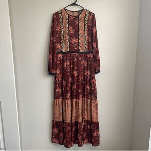 Scotch & Soda The Peaks Boho Mixed Print Maxi Dress XS
